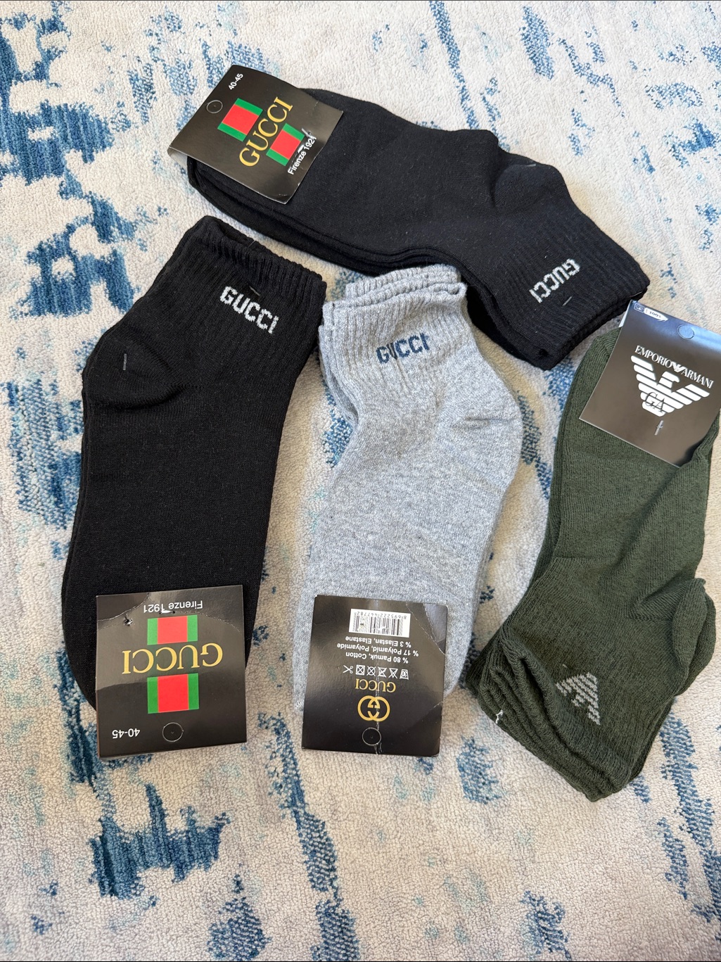 Fashion Black, Gray & Olive Ankle Athletic Socks - Pack Of 3